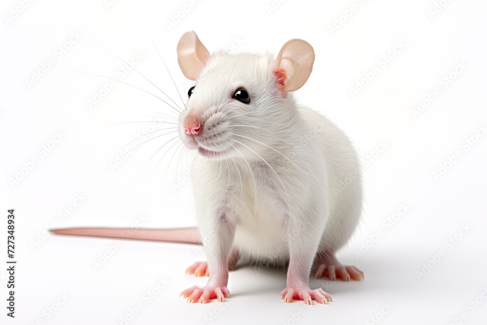 closeup white laboratory rat mouse on a white background closeup white laboratory rat mouse on a white background