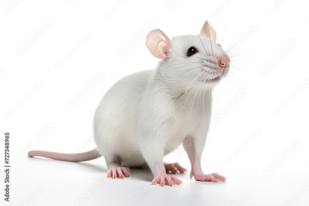 closeup white laboratory rat mouse on a white background closeup white laboratory rat mouse on a white background