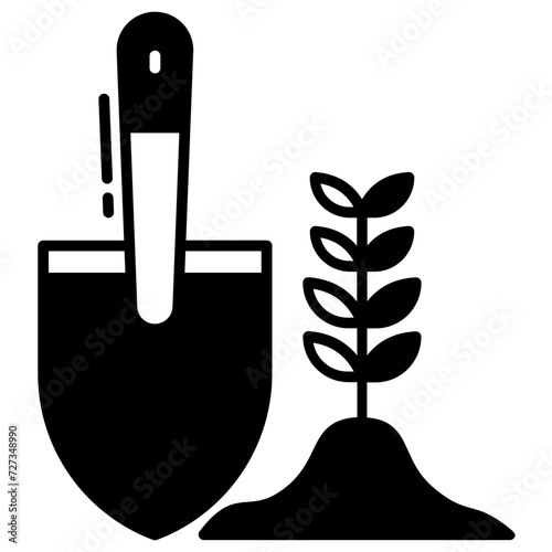 garden trowel glyph and line vector illustration