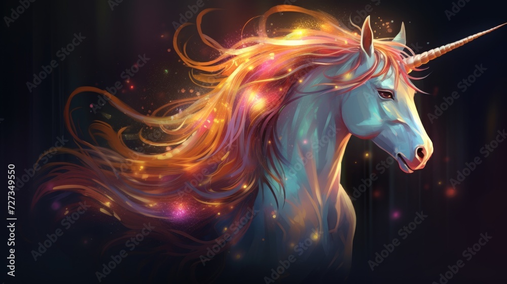 Unicorn with beautiful color on a white background. Generate AI image