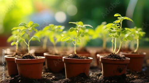 spring seedlings of tomatoes and basil on the windowsill vegetable garden. concept dacha, natural, health, plants