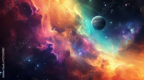 multi-colored space and universe in rainbow colors. concept space, galaxies, colored, cosmic smoke