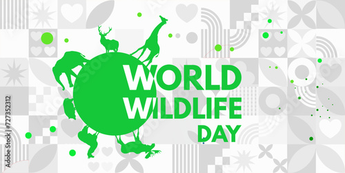  World Wildlife Day- vector illustration, banner