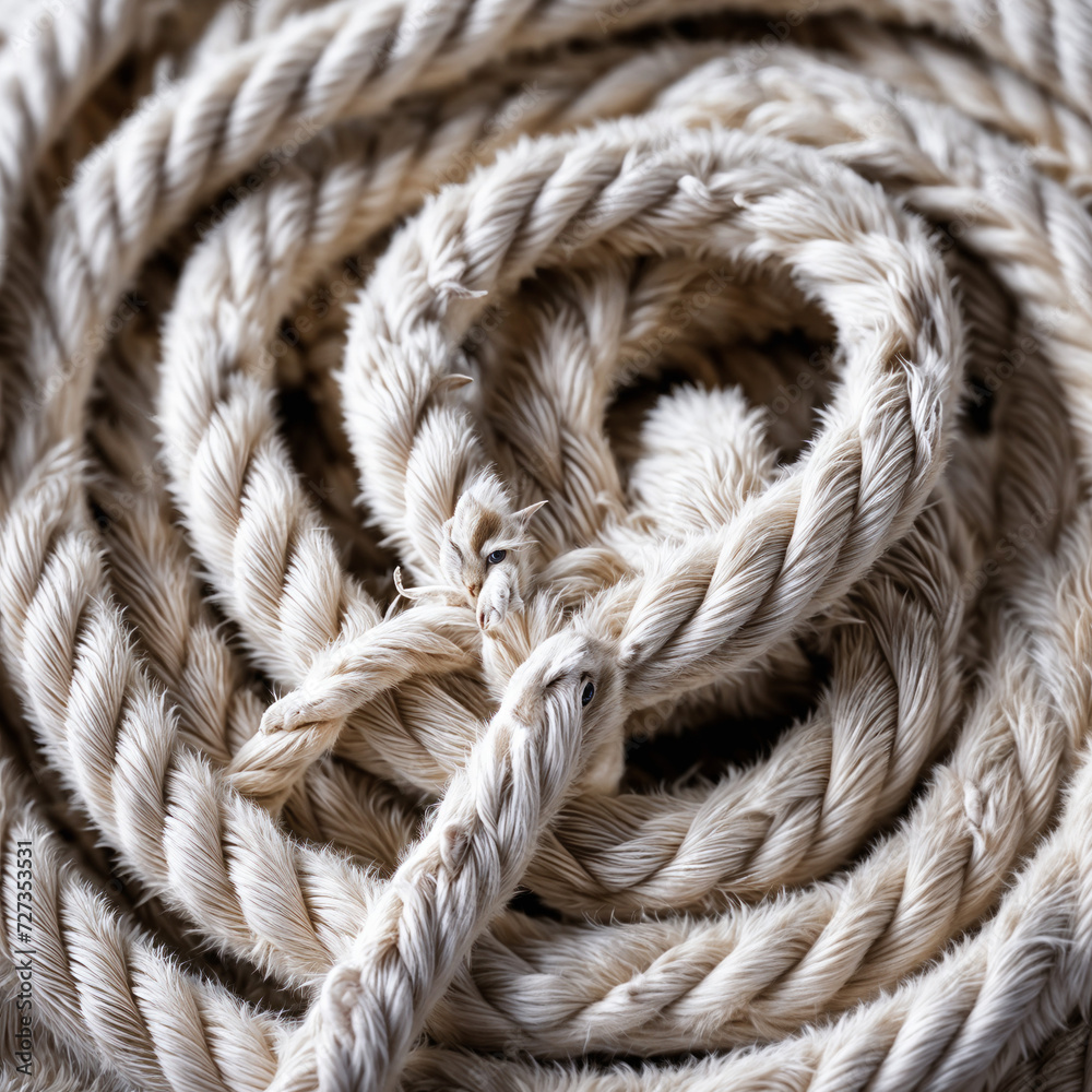 Tightly woven rope in close-up view