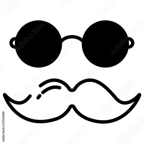 mustache glyph and line vector illustration