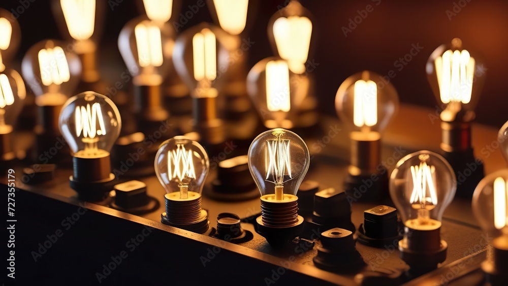 Old vintage light bulbs. Close-up. Generated AI