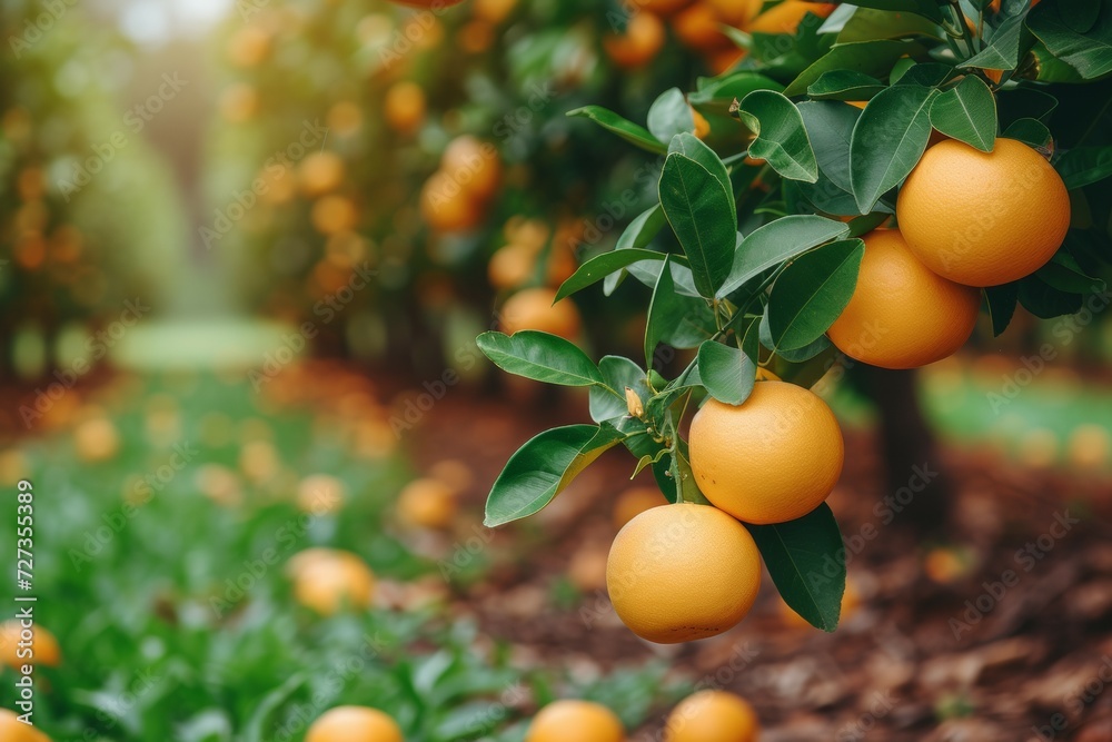 Orange harvest from a farmer's orchard. Background with selective focus and copy space Orange harvest from a farmer's orchard. Background with selective focus and copy space