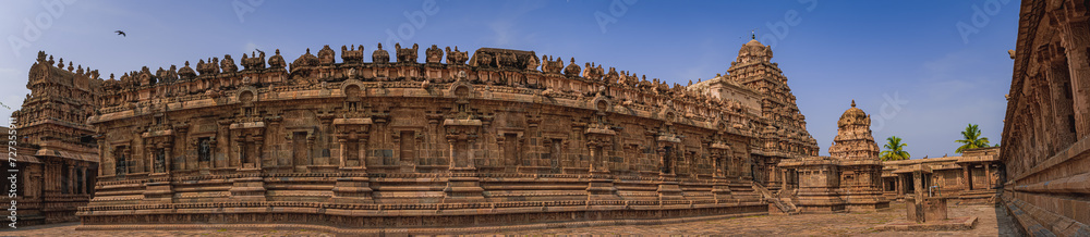 Panoramic view - Shri Airavatesvara Temple is a Hindu temple located in Dharasuram, Kumbakonam, Tamil Nadu. It was built by Chola emperor Rajaraja-2. It is a UNESCO World Heritage Site.