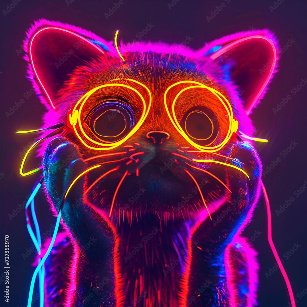 A cute sad cat in bright glasses holds his head with his hands. The concept of hopelessness.
