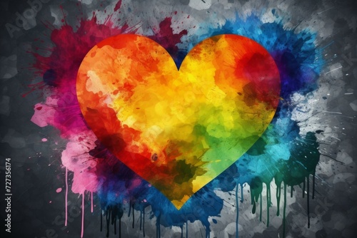 Abstract heart in rainbow colors  LGBT concept. Background with selective focus