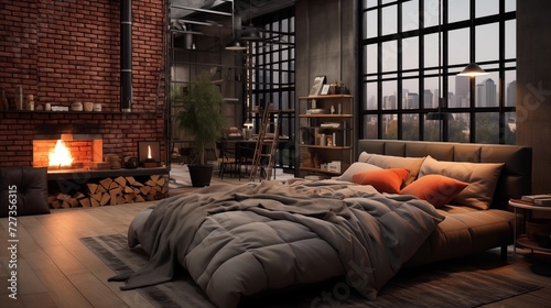 Include textured bedding, like quilted or woven blankets, to add warmth and coziness to the industrial-inspired spacear