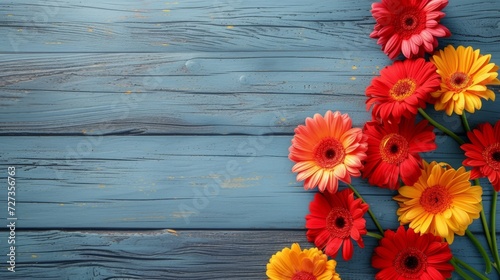 Spring background with fresh gerbera flowers.
