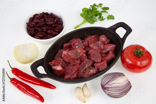 raw meat with vegetables
