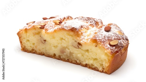 Cake with almonds isolated on white background. Clipping path included.