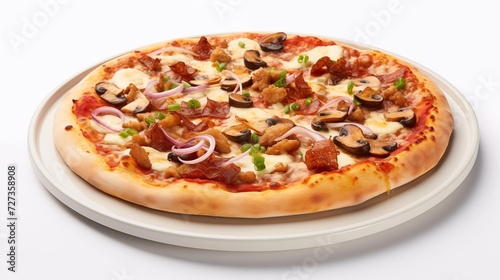 Close-up of a delicious Italian pizza on a white background
