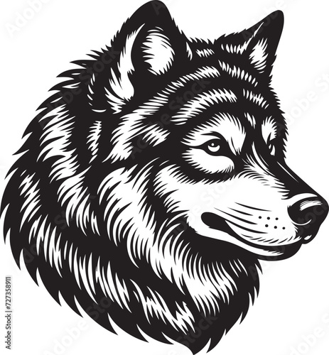 wolf head silhouette vector image, vector artwork of a wolf head