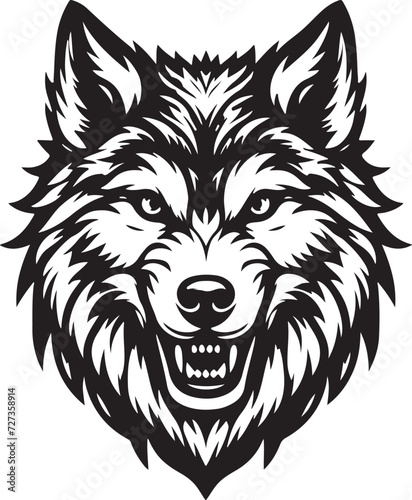 wolf head silhouette vector image, vector artwork of a wolf head