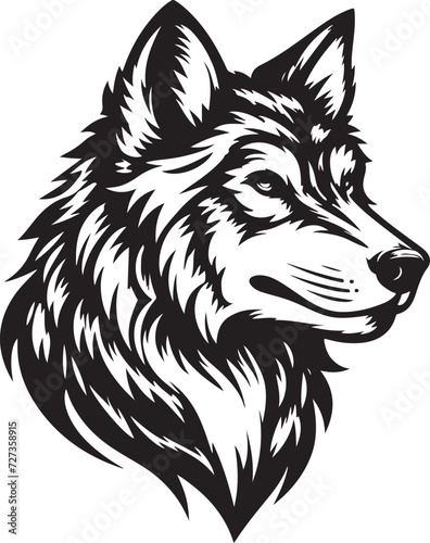 wolf head silhouette vector image, vector artwork of a wolf head