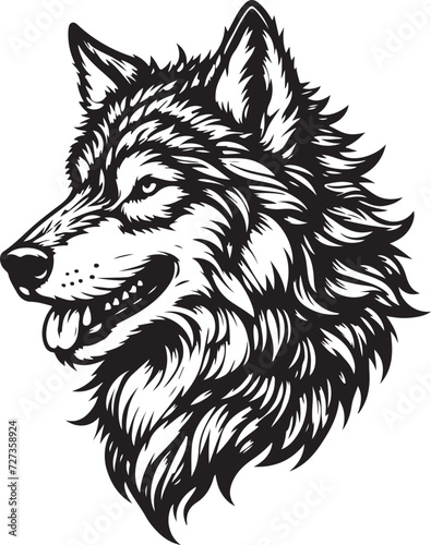wolf head silhouette vector image, vector artwork of a wolf head