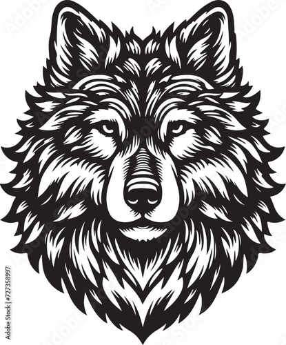wolf head silhouette vector image, vector artwork of a wolf head