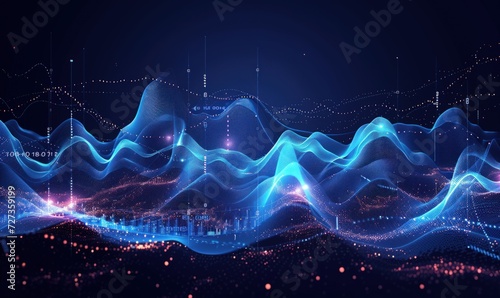 Abstract background with a futuristic design with financial graph data indicator. photo