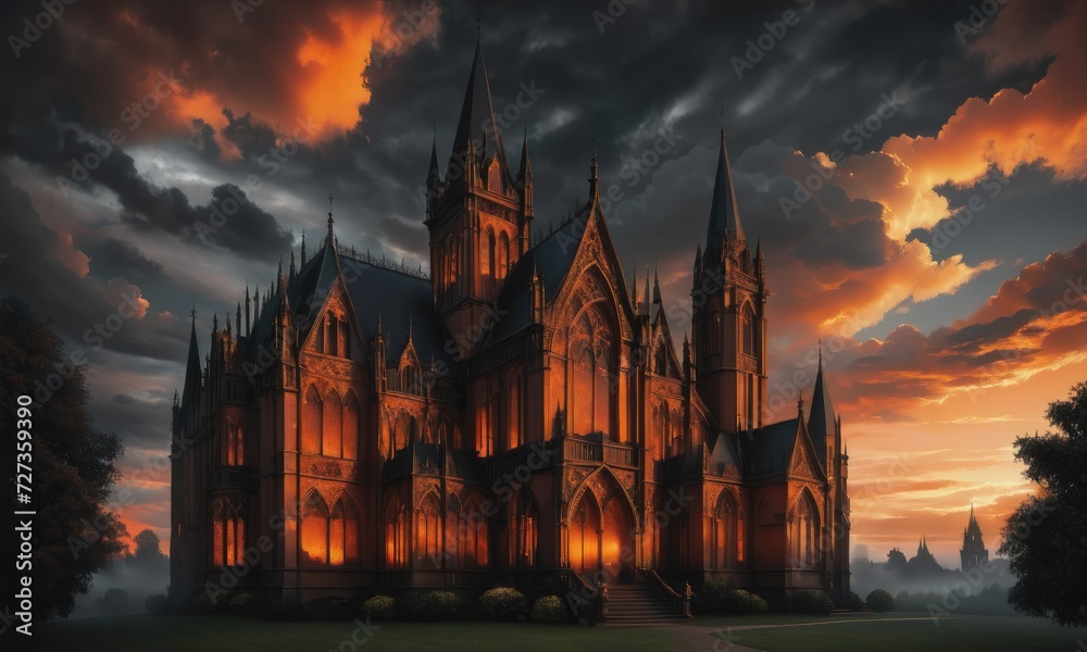 Brilliant Shades of Orange Illuminate the Clouds in the Evening Sky Brilliant Shades of Orange Illuminate the Clouds in the Evening Sky