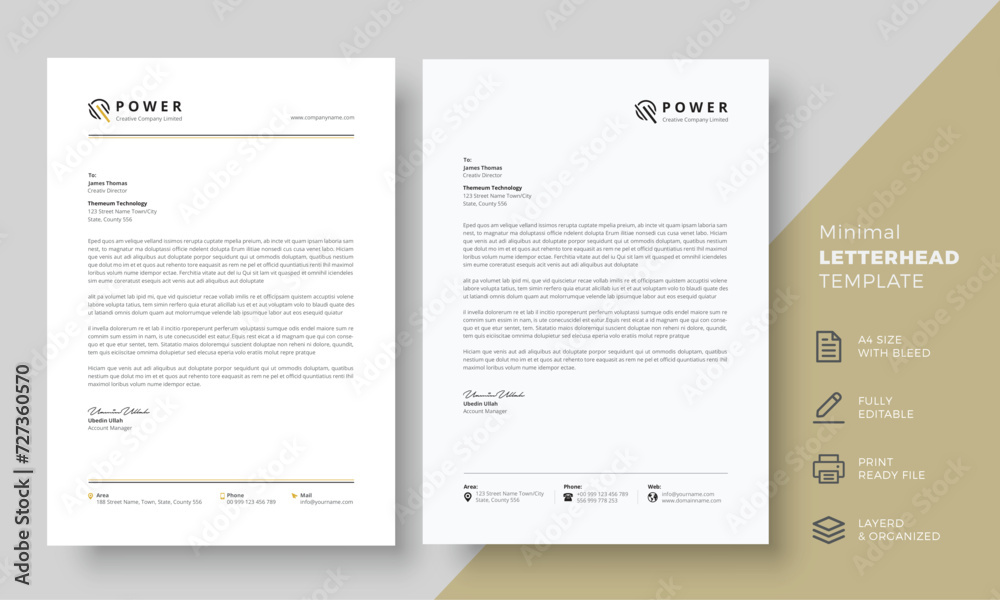 Creative modern and minimal corporate letterhead design, new letterhead template, company business letterhead design Creative modern and minimal corporate letterhead design, new letterhead template, company business letterhead design