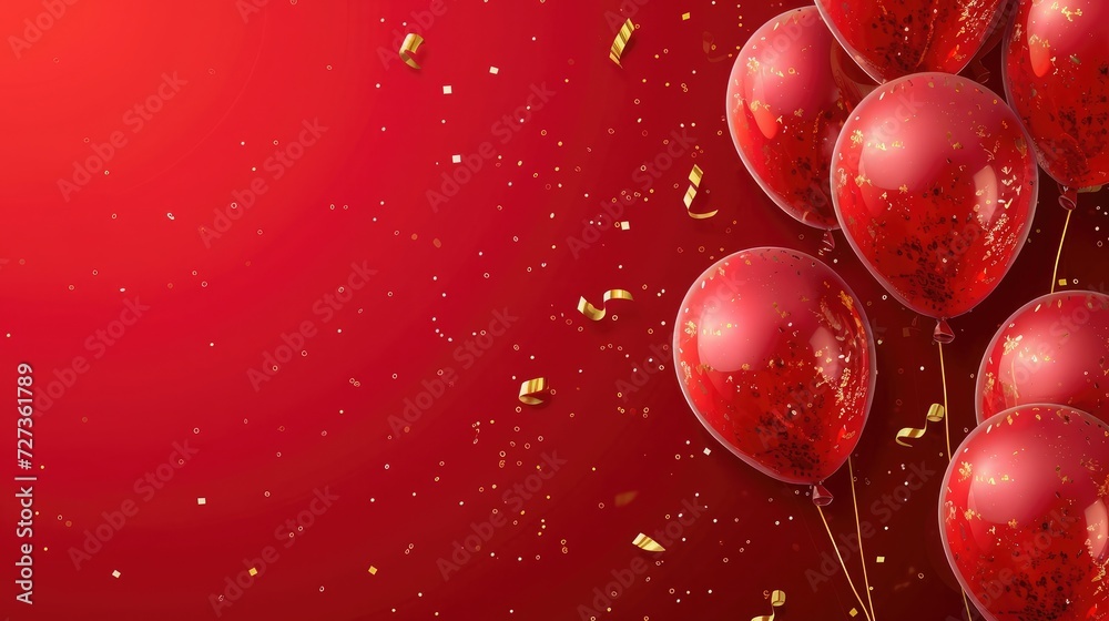 Birthday red balloons background design Happy birthday golden balloon and confetti decoration element for birth day celebration greeting card design Birthday red balloons background design Happy birthday golden balloon and confetti decoration element for birth day celebration greeting card design