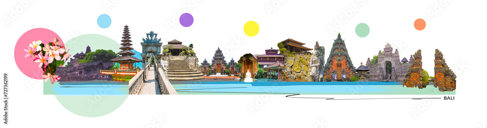Collage of photos from Bali. Indonesia - travel background