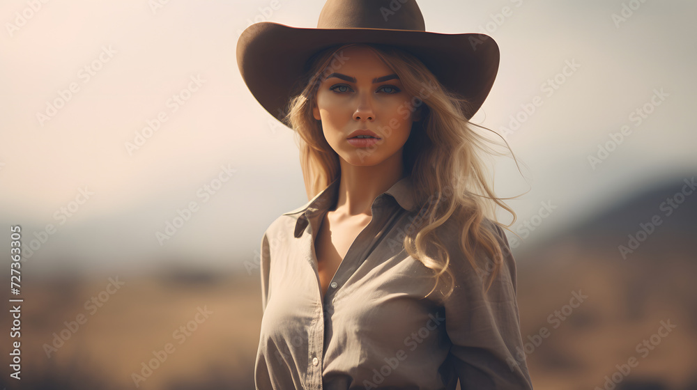 Woman in the wild west in a cowboy outfit Woman in the wild west in a cowboy outfit