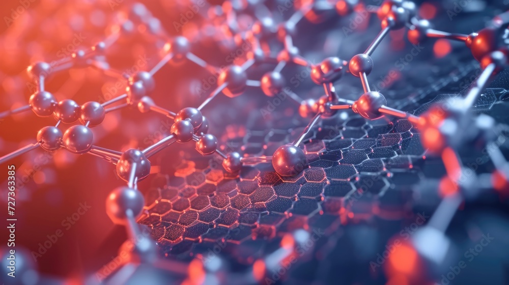 3D visualization of graphene molecules - obrazy, fototapety, plakaty 