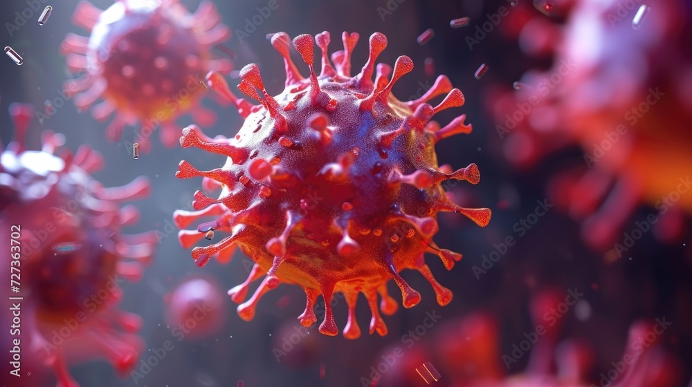 3D depiction of the HIV virus - obrazy, fototapety, plakaty 