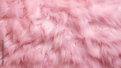 Pink fur texture top view Pink sheepskin background