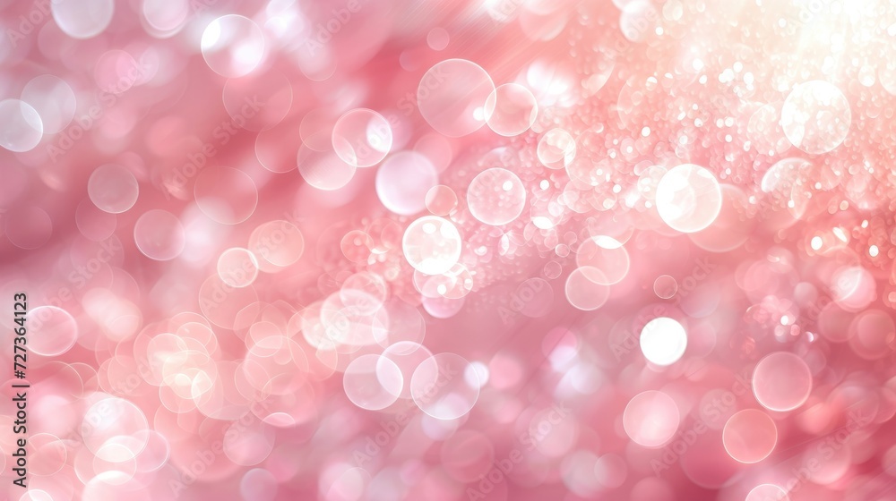 Vector illustration of a blurred background with bokeh and lens flare patterns on a rose quartz theme.