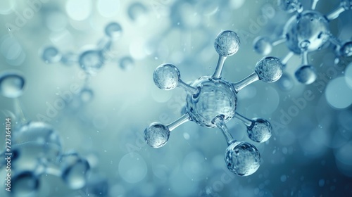 3D depiction featuring a water molecule.