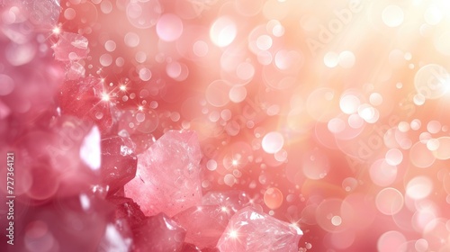 Vector illustration of a blurred background with bokeh and lens flare patterns on a rose quartz theme.