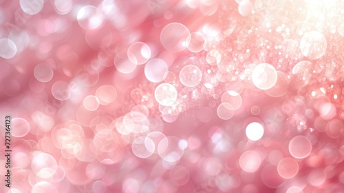 Vector illustration of a blurred background with bokeh and lens flare patterns on a rose quartz theme.