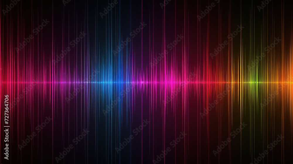 Colorful neon wave lights on a futuristic RGB wallpaper with a dynamic soundwave background.
