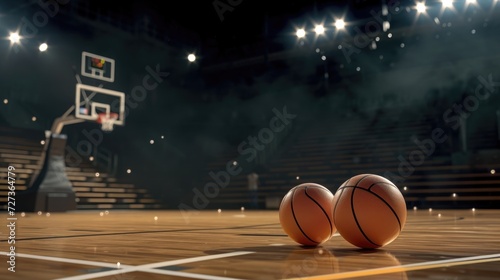Basketball court with a ball. © OLGA