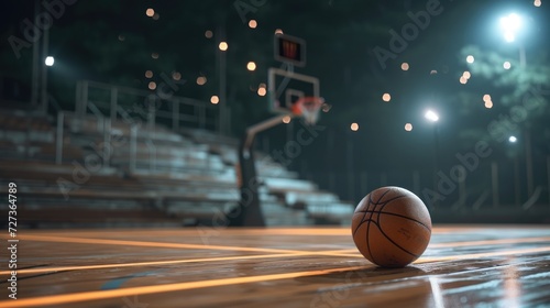 Basketball court with a ball. © OLGA