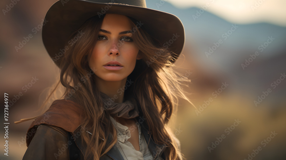 Woman in the wild west in a cowboy outfit Woman in the wild west in a cowboy outfit