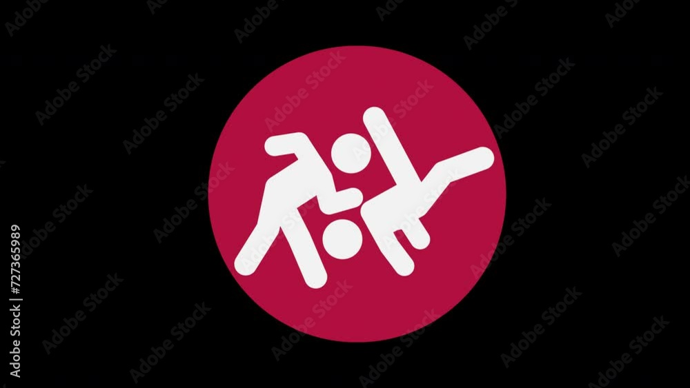 Pictograma de los Juegos Olímpicos de lado derecho con el deporte judo con alpha en un circulo rojo