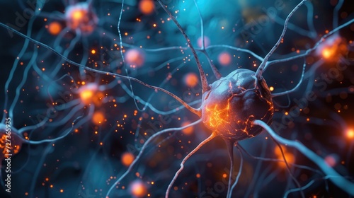 Illustration of neurons using digital techniques.