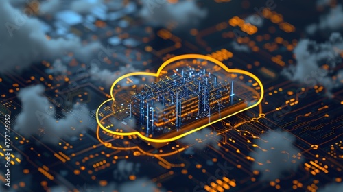 Cloud computing and network security concept. Generate AI image