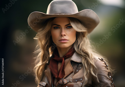 Woman in the wild west in a cowboy outfit © toomi123