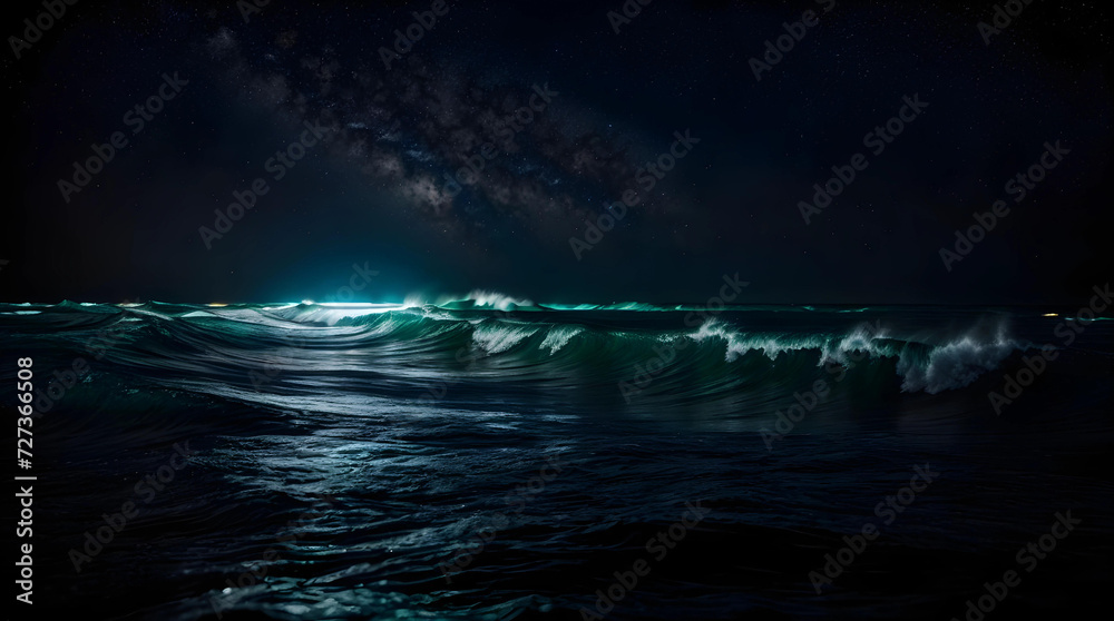 Moonlit Magic: Waves of the Sea Under the Night Sky