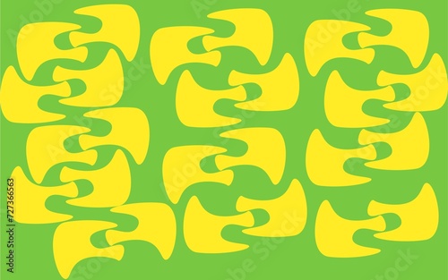 Set of interlocking yellow shapes. Focused on abstract art and developed at different points of creation. Vector illustration. It can be used for various options such as posters and banners.