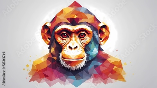 Abstract geometric face of a monkey in 8k, background, 
wallpaper, birthday card design, isolated on white