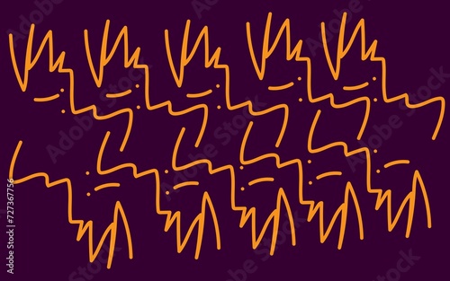 Set of abstract orange brush strokes. Focused on abstract art and developed at different points of creation. Vector illustration. It can be used for various options such as posters and banners.