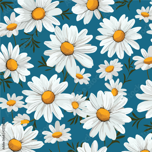 Simple seamless pattern with daisies. Seamless.